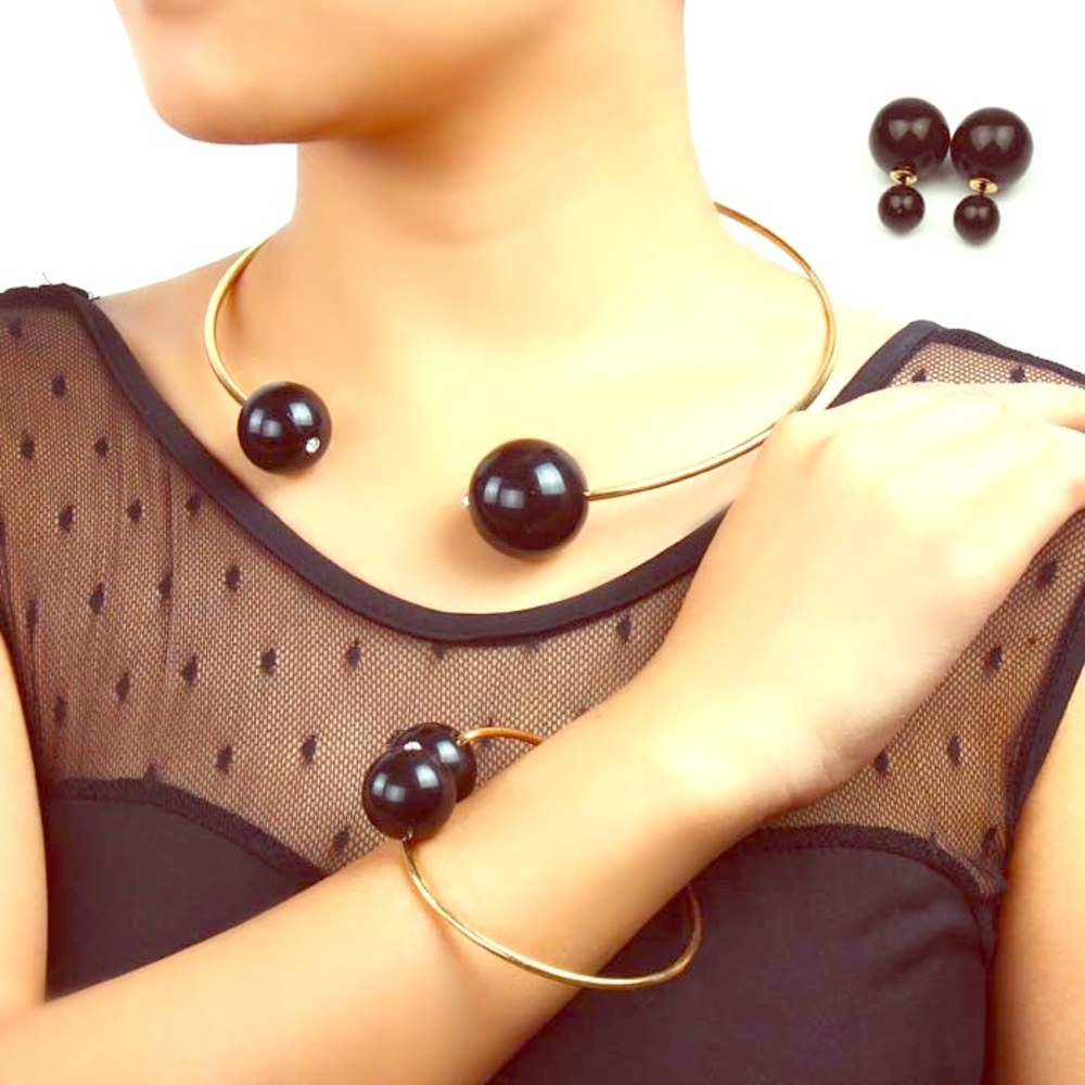 Trendy black Pearl choker Jewelry sets !!!!